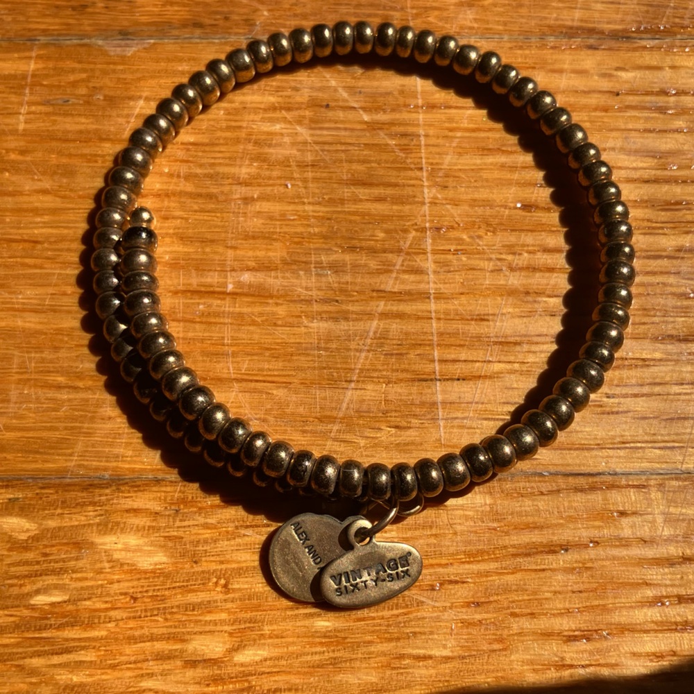 Alex and Ani Bronze Beaded Bracelet Vintage Sixty-Six collection